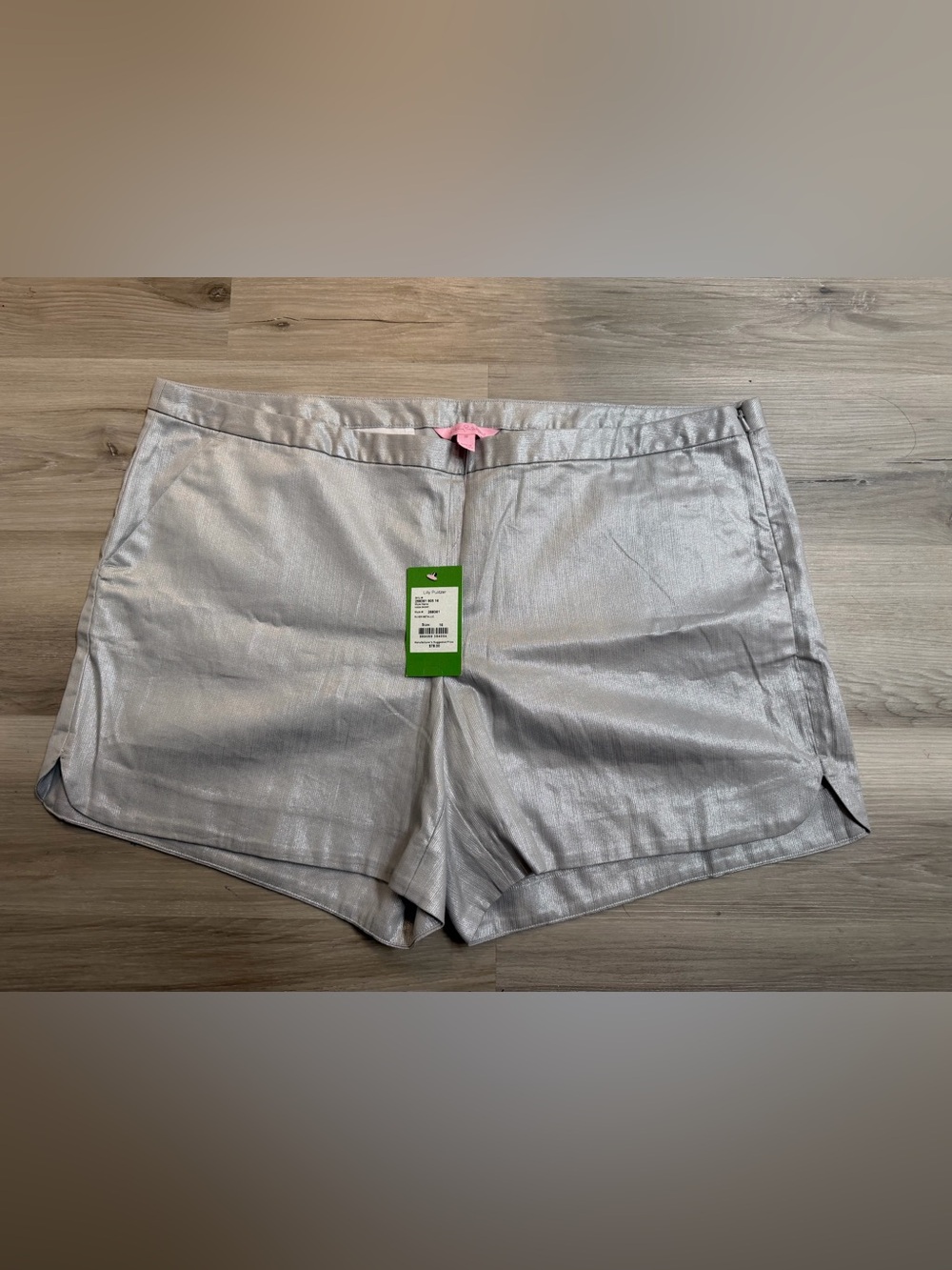 Lilly Pulitzer Silver Metallic Shorts with Pink Accent